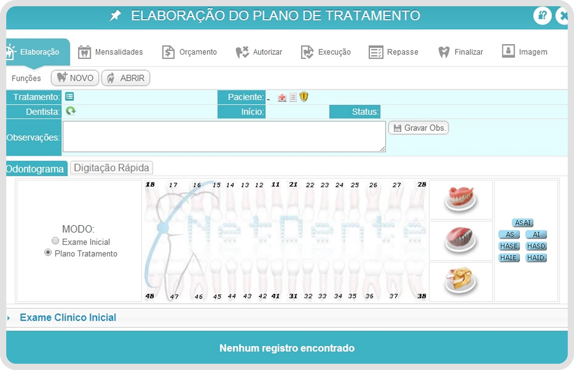 painel do sistema odontológico NetDente